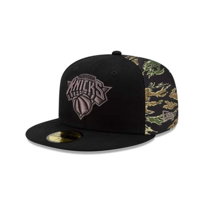 New York Knicks Gorra | New Era NBA Camo Panel 59fifty Fitted Cap Mexico - Negros